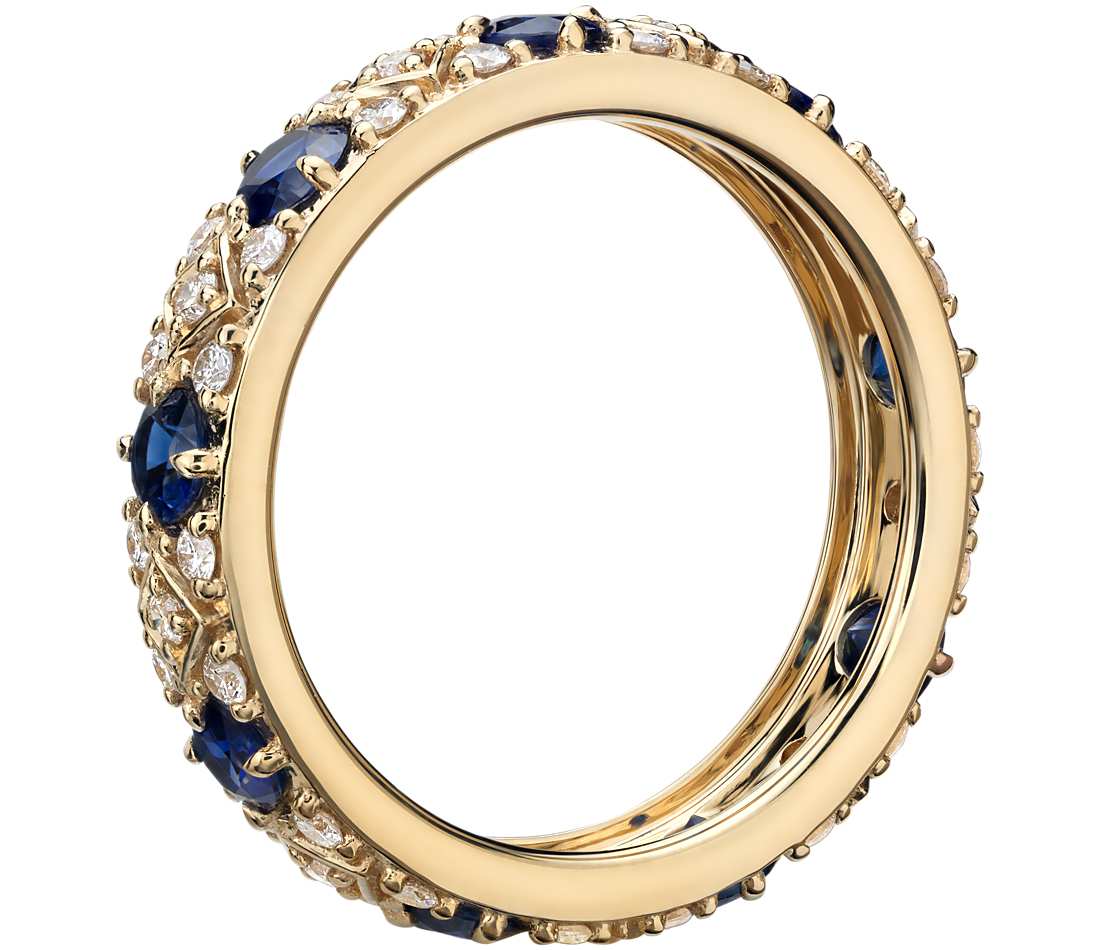 Sapphire and Diamond Eternity Ring in 18K Yellow Gold ...